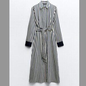 Zara Striped Midi Shirtdress